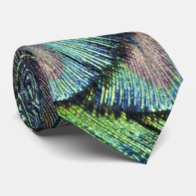 Peacock Feathers Tie Double Sided Print (Rolled)