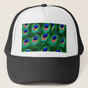Peacock feathers_ trucker hat