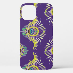 Peacock feathers: vintage seamless background. iPhone 12 case