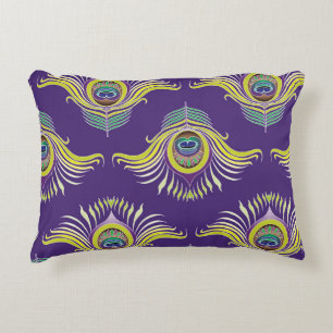 Peacock feathers: vintage seamless background. decorative cushion