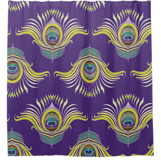 Peacock feathers: vintage seamless background. shower curtain (Front)