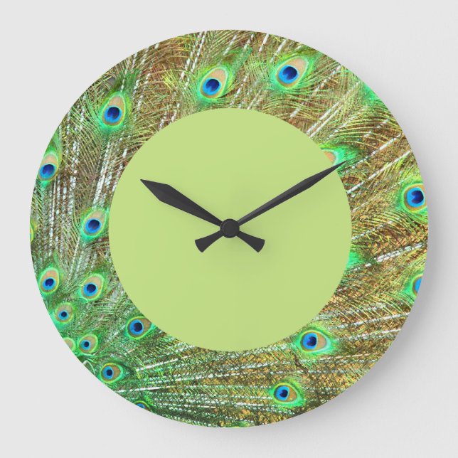 Peacock Feathers Wall Clock (Front)