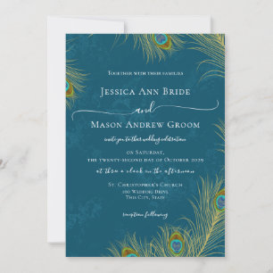 Peacock Feathers Wedding Invitation
