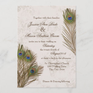 Peacock Feathers Wedding Invitation