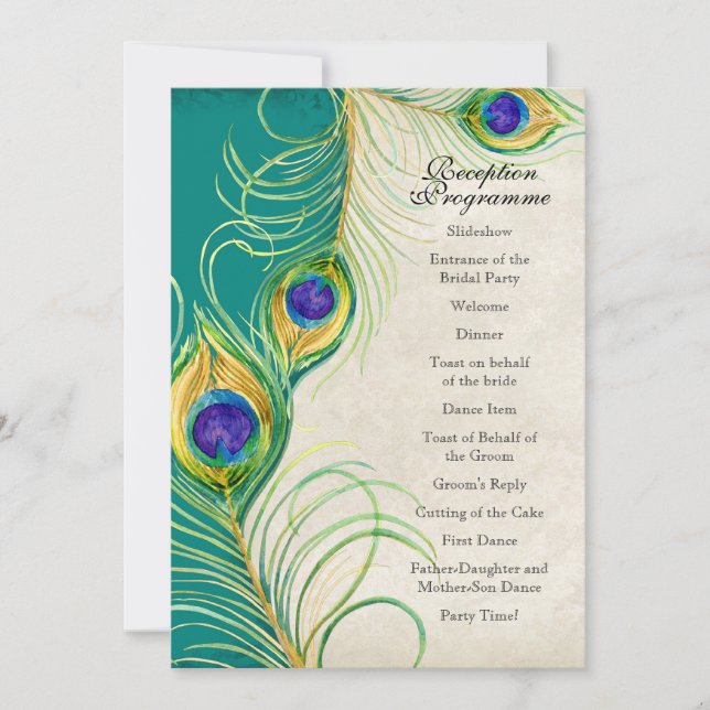 Peacock Feathers Wedding Invitation (Front)