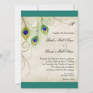 Peacock Feathers Wedding Invitation