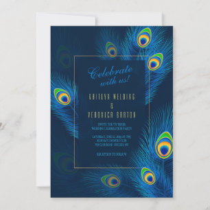 Peacock Feathers Wedding Invitation