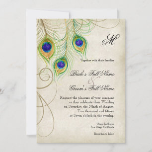 Peacock Feathers Wedding Invitation