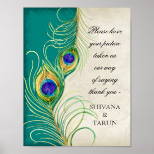 Peacock Feathers Wedding Photography Booth Sign