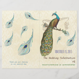 Peacock Feathers Wedding Program