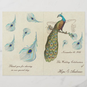 Peacock Feathers Wedding Program