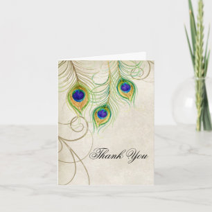 Peacock Feathers Wedding Thank You Note Stationery