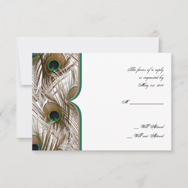 Peacock Feathers with Double Frame Response Card (Front)