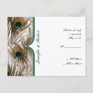 Peacock Feathers with Double Frame RSVP Postcard