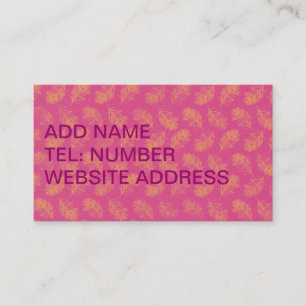 Peacock Feathers yellow with pink Business Card