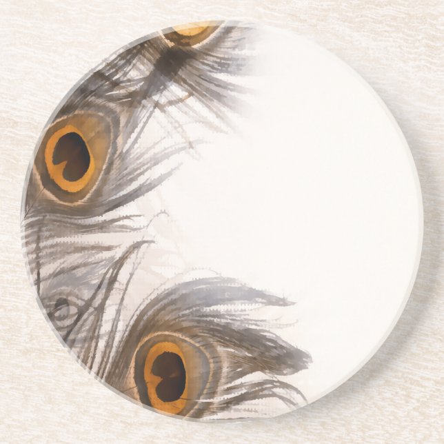 peacock Feathery background Coaster (Front)