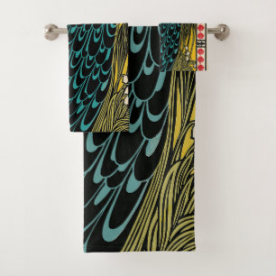 Peacock Fine Art Bird Nouveau Bath Towel Set