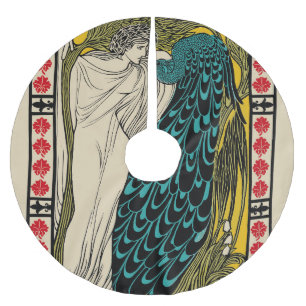 Peacock Fine Art Bird Nouveau Brushed Polyester Tree Skirt