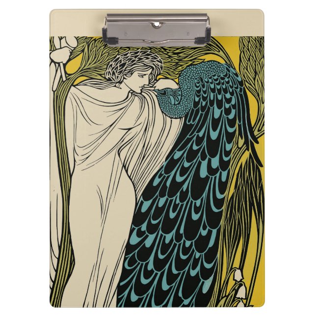 Peacock Fine Art Bird Nouveau Clipboard (Front)