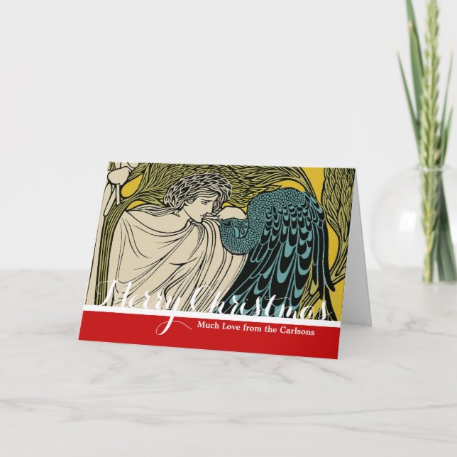 Peacock Fine Art Bird Nouveau Holiday Card (Front)