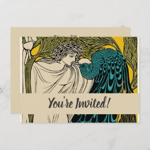 Peacock Fine Art Bird Nouveau Invitation