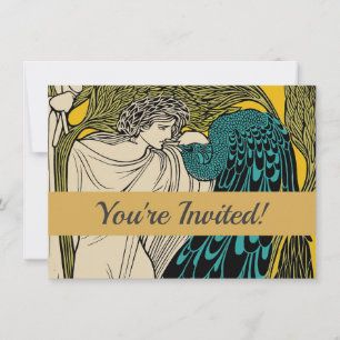 Peacock Fine Art Bird Nouveau Invitation