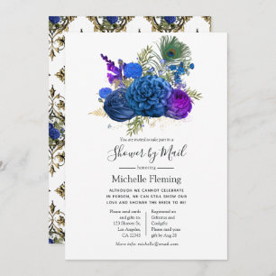 Peacock Floral Baby or Bridal Shower by Mail Invitation
