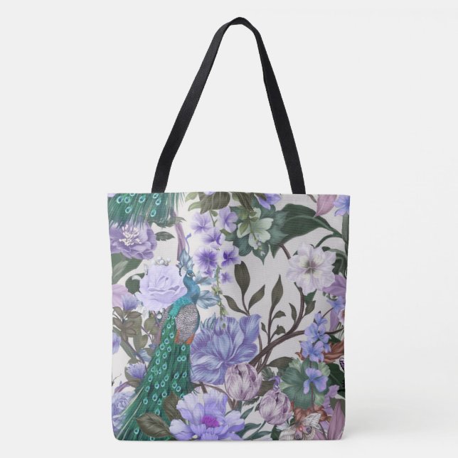 Peacock Floral Beauty Fashion Tote Bag (Front)