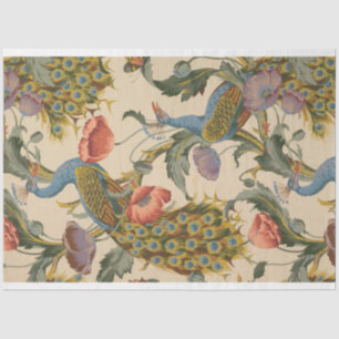 Peacock & floral decoupage paper