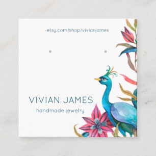Peacock Floral Earring Jewellery Card Template