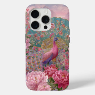 Peacock Floral Garden Design iPhone 15 Pro Case