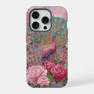 Peacock Floral Garden Design iPhone 15 Pro Case