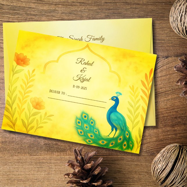Peacock Floral Indian Wedding Envelope (Creator Uploaded)