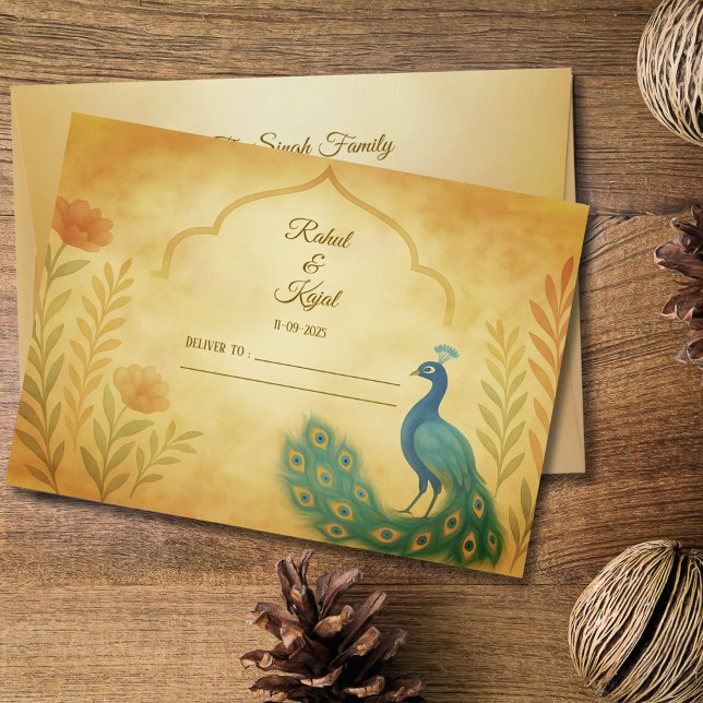 Peacock Floral Indian Wedding Envelope (Creator Uploaded)