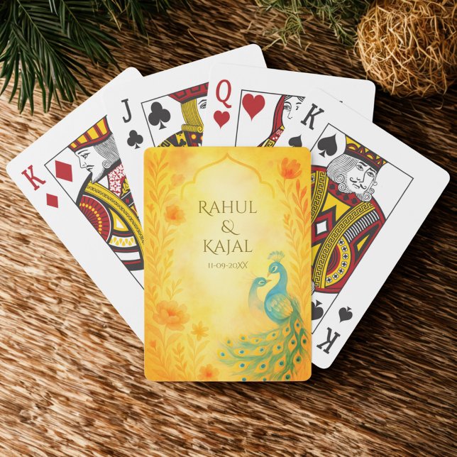 Peacock Floral Indian Wedding  Playing Cards (Creator Uploaded)