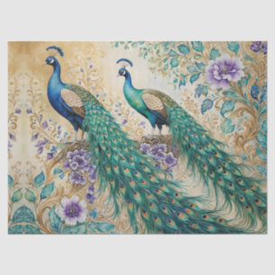 Peacock floral paisley watercolor tissue paper