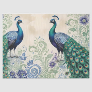 Peacock floral paisley watercolor  tissue paper