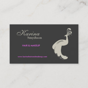 PEACOCK FLOURISH in TAN/GRAY Business Card