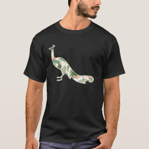 Peacock Flower Girl Print Floral Bird Hawaiian Wom T-Shirt