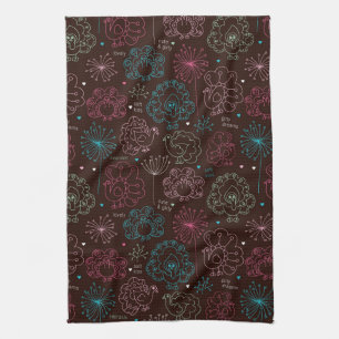 peacock flower india wallpaper vintage tea towel