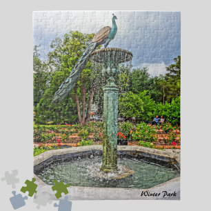 Peacock Fountain & Rose Garden in Winter Park FL  Jigsaw Puzzle