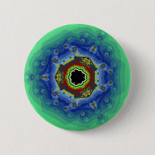 Peacock Fractal Mandala Blue Green 6 Cm Round Badge
