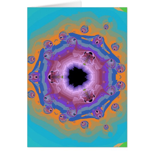 Peacock Fractal Mandala Turquoise Card