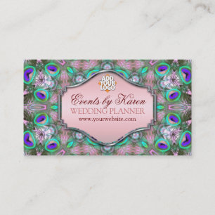 Peacock Fractals Wedding Planner Business Cards