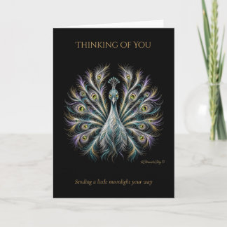 Peacock Full Fan Gold Filigree on Black Card