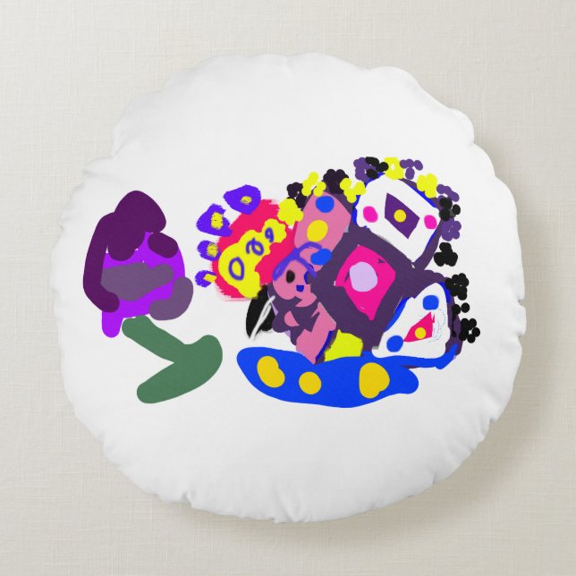 Peacock fun cool  round cushion (Front)