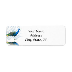 Peacock Garden in Blue and White Return Address Label