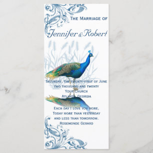 Peacock Garden in Blue and White Wedding Program