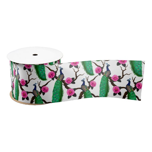 Peacock garden satin ribbon (Spool)
