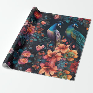 Peacock Garden Wallpaper Art Wrapping Paper